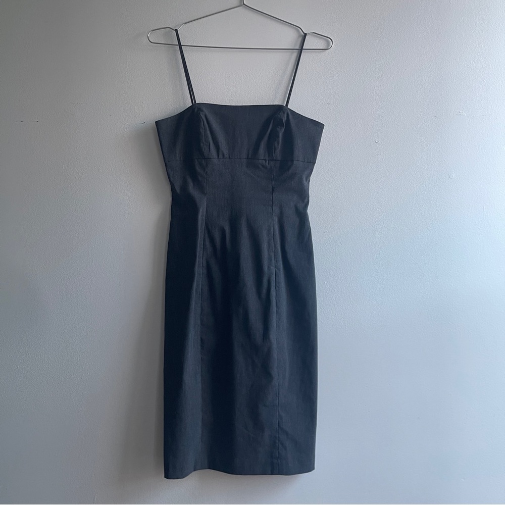 Guess Dark Grey Square Neck Skinny Strap Dress